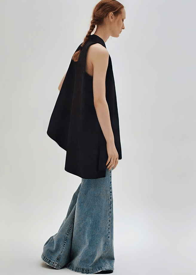 SIDE SEAM STITCH DETAIL WIDE LEG JEANS - Vera Lumina