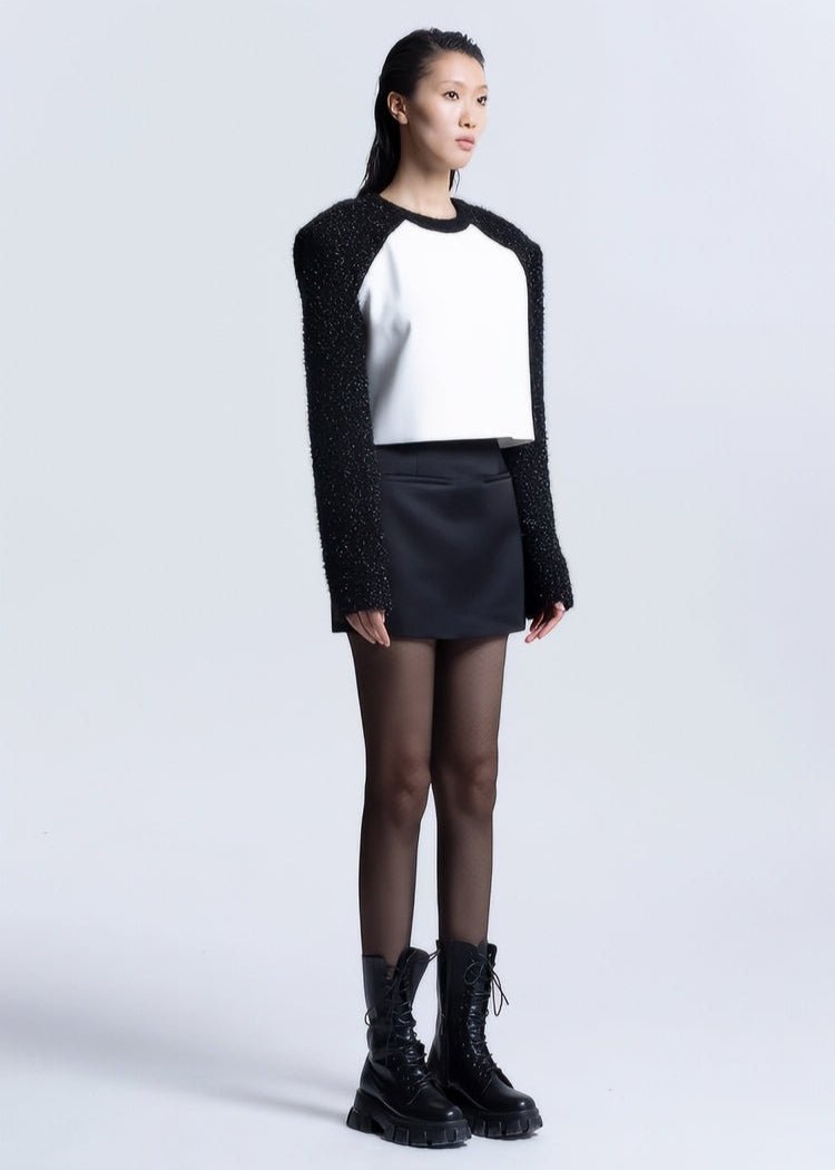 Silk black&white top - Vera Lumina