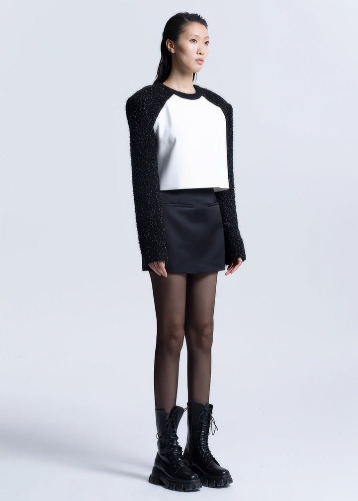 Silk black&white top - Vera Lumina