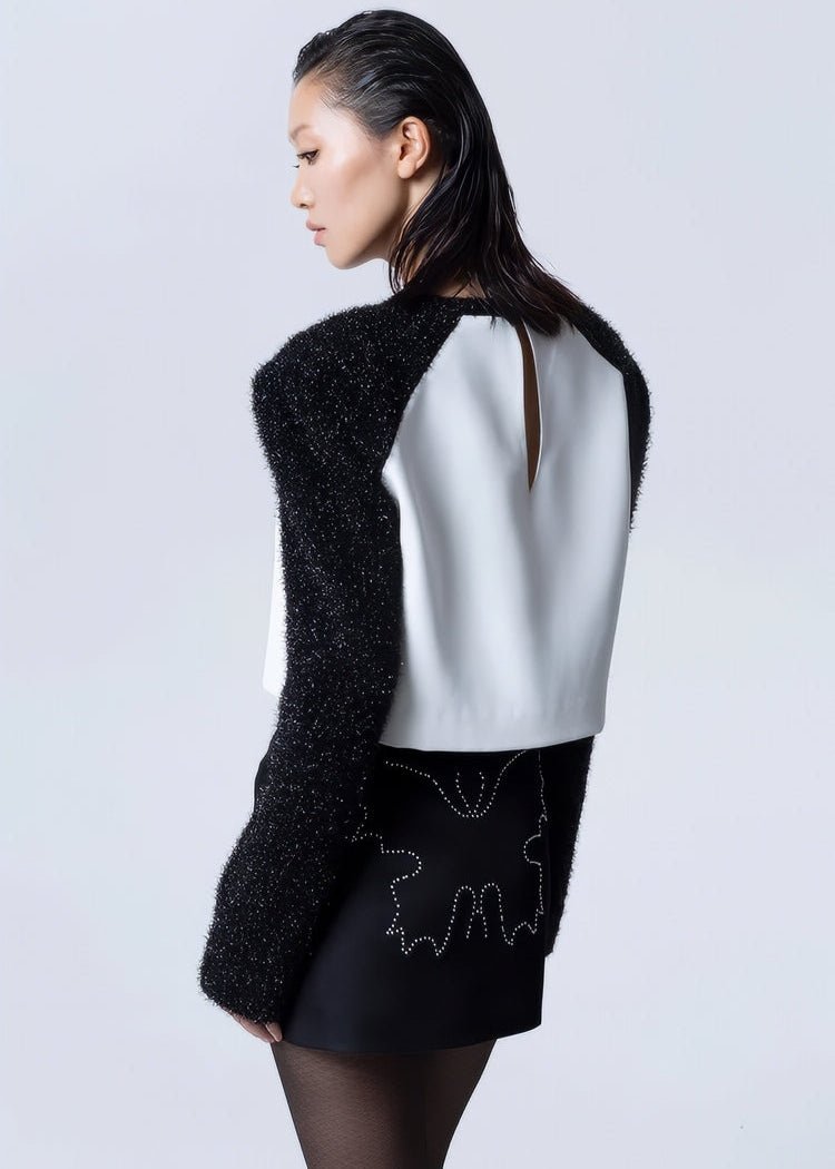 Silk black&white top - Vera Lumina
