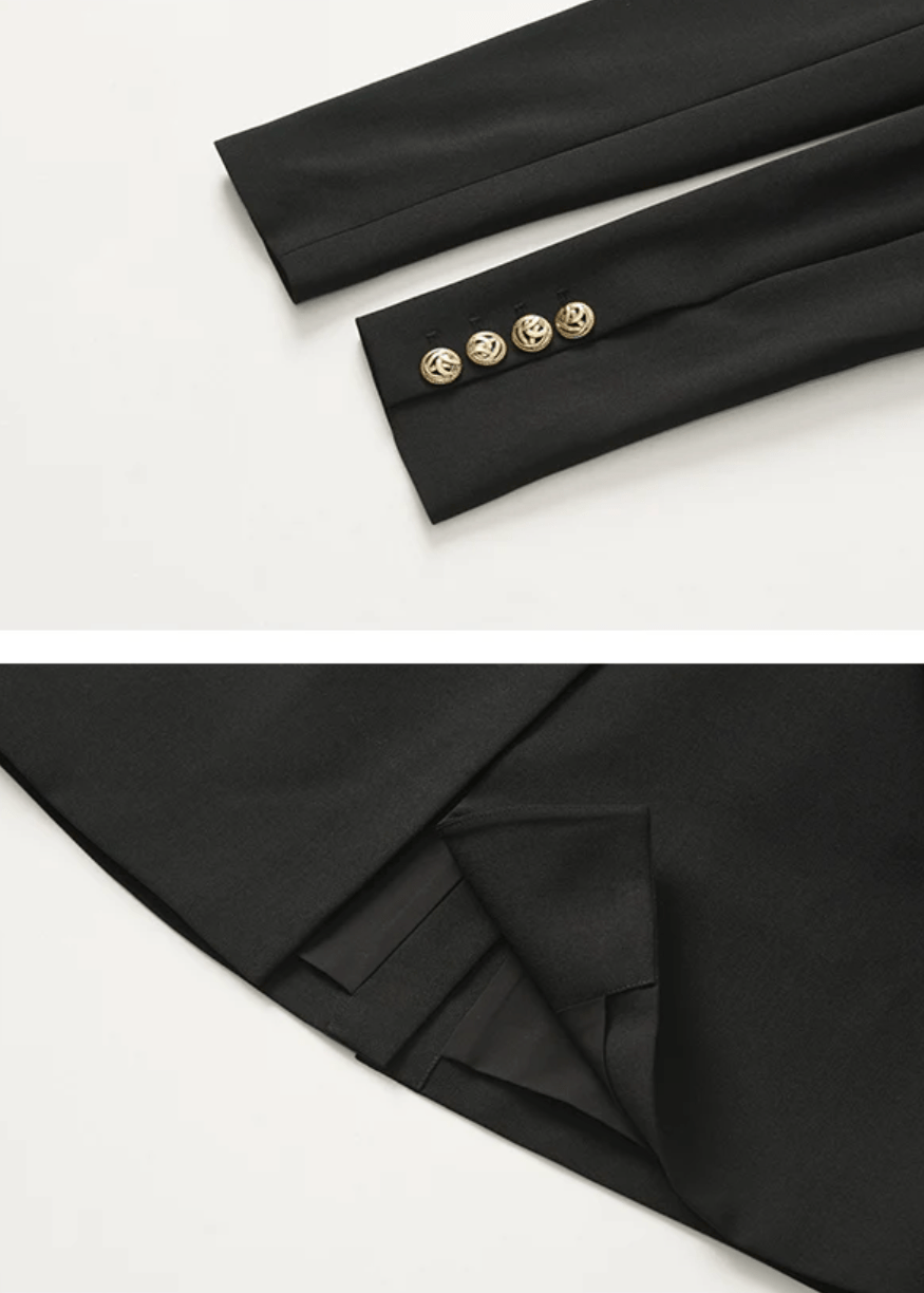single - breasted black dress - Vera Lumina