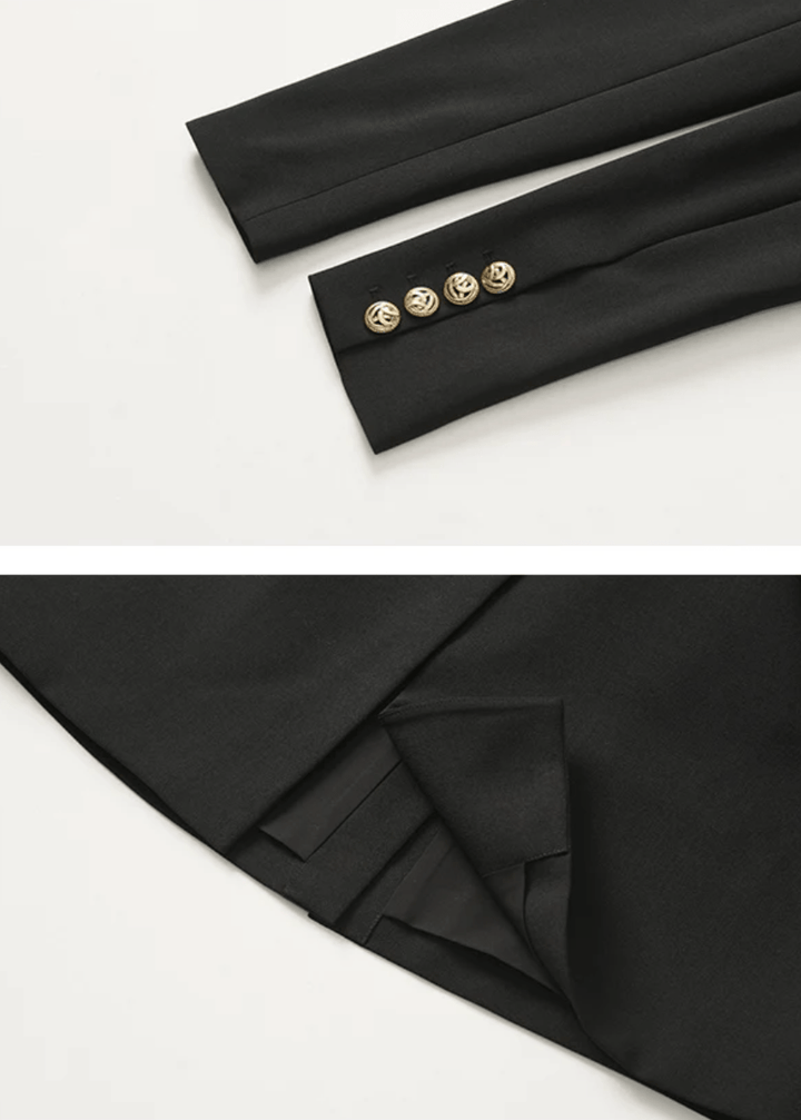 single - breasted black dress - Vera Lumina