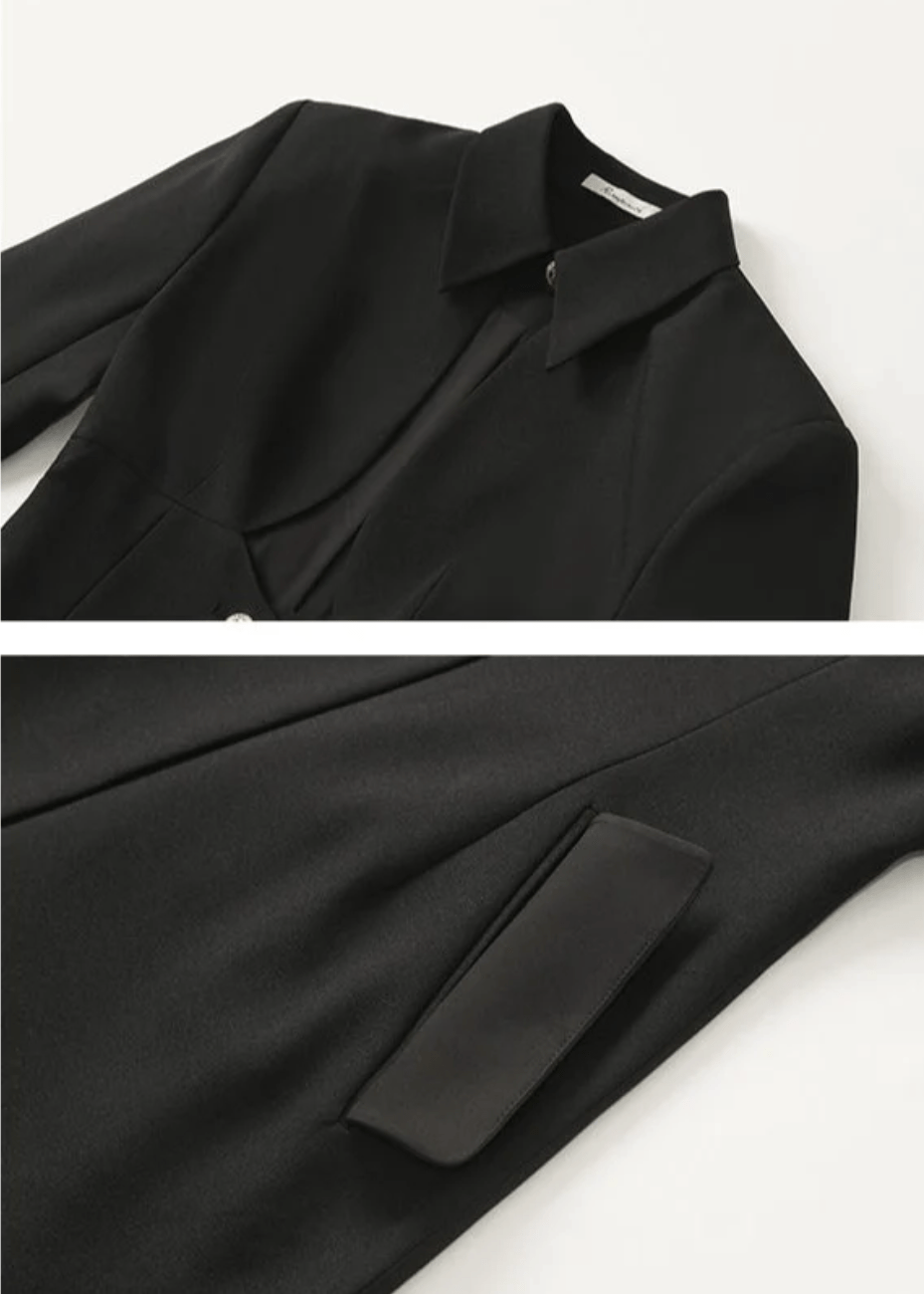 single - breasted black dress - Vera Lumina