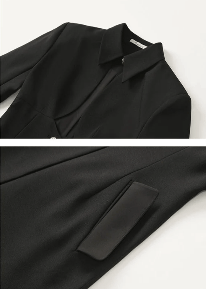 single - breasted black dress - Vera Lumina