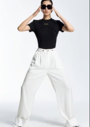 single wide leg loose pants - Vera Lumina