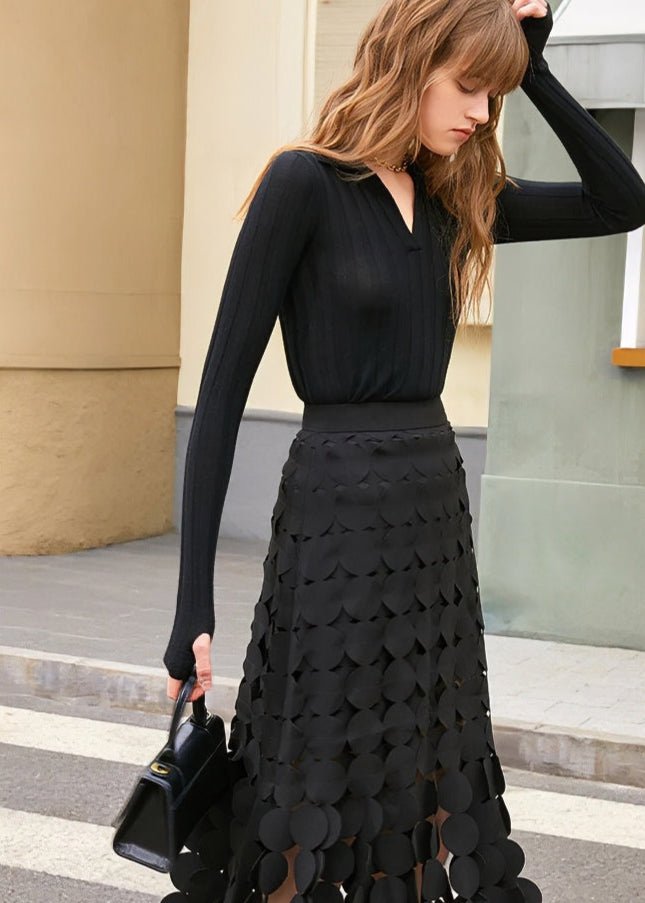 slim high waist tassels skirts - Vera Lumina