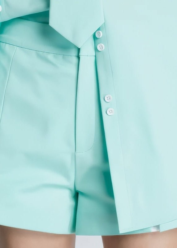Slit loose pastel tiffany mint short pants - Vera Lumina