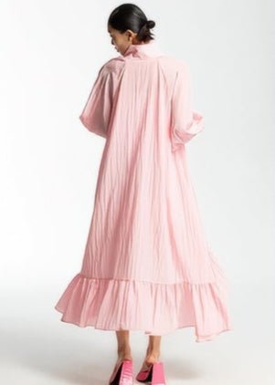 soft pastel pink loose shirt midi dress - Vera Lumina