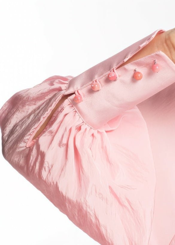 soft pastel pink loose shirt midi dress - Vera Lumina