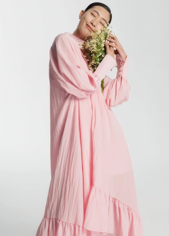 soft pastel pink loose shirt midi dress - Vera Lumina