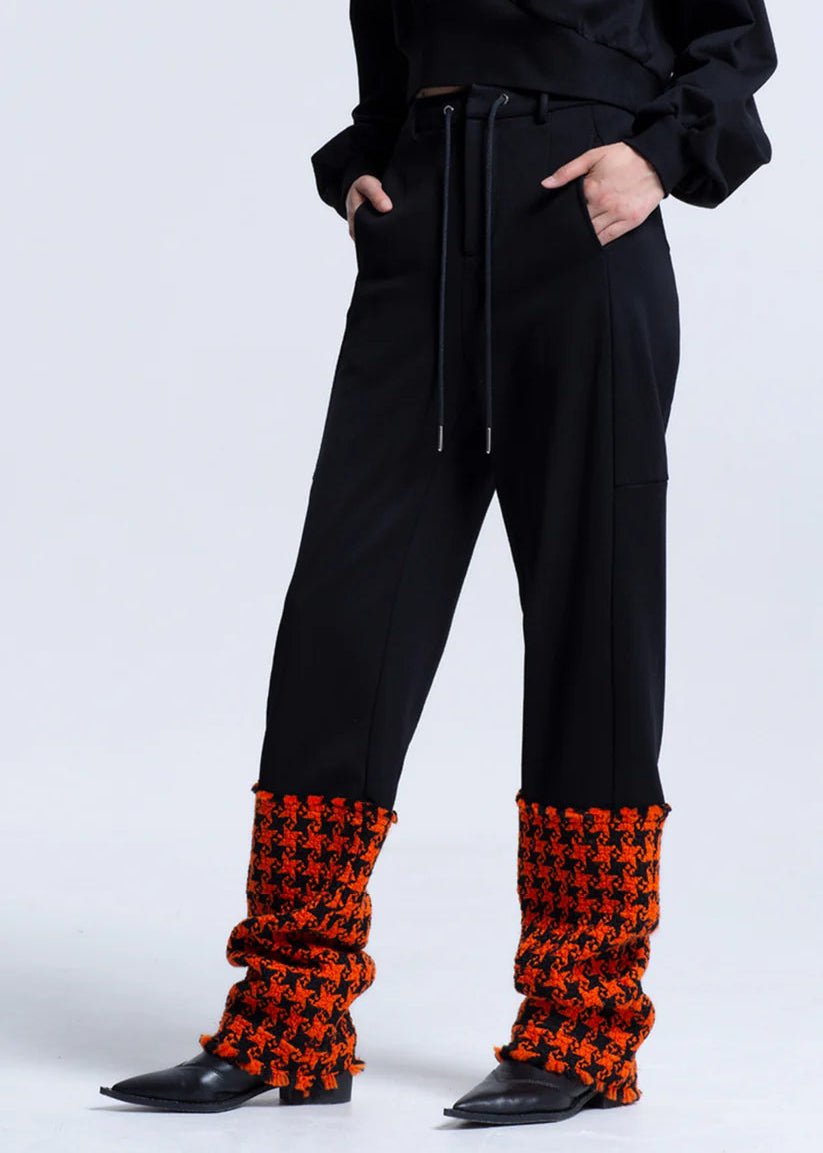 spliced e houndstooth plaid cotton trousers - Vera Lumina