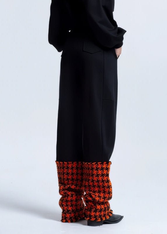 spliced e houndstooth plaid cotton trousers - Vera Lumina
