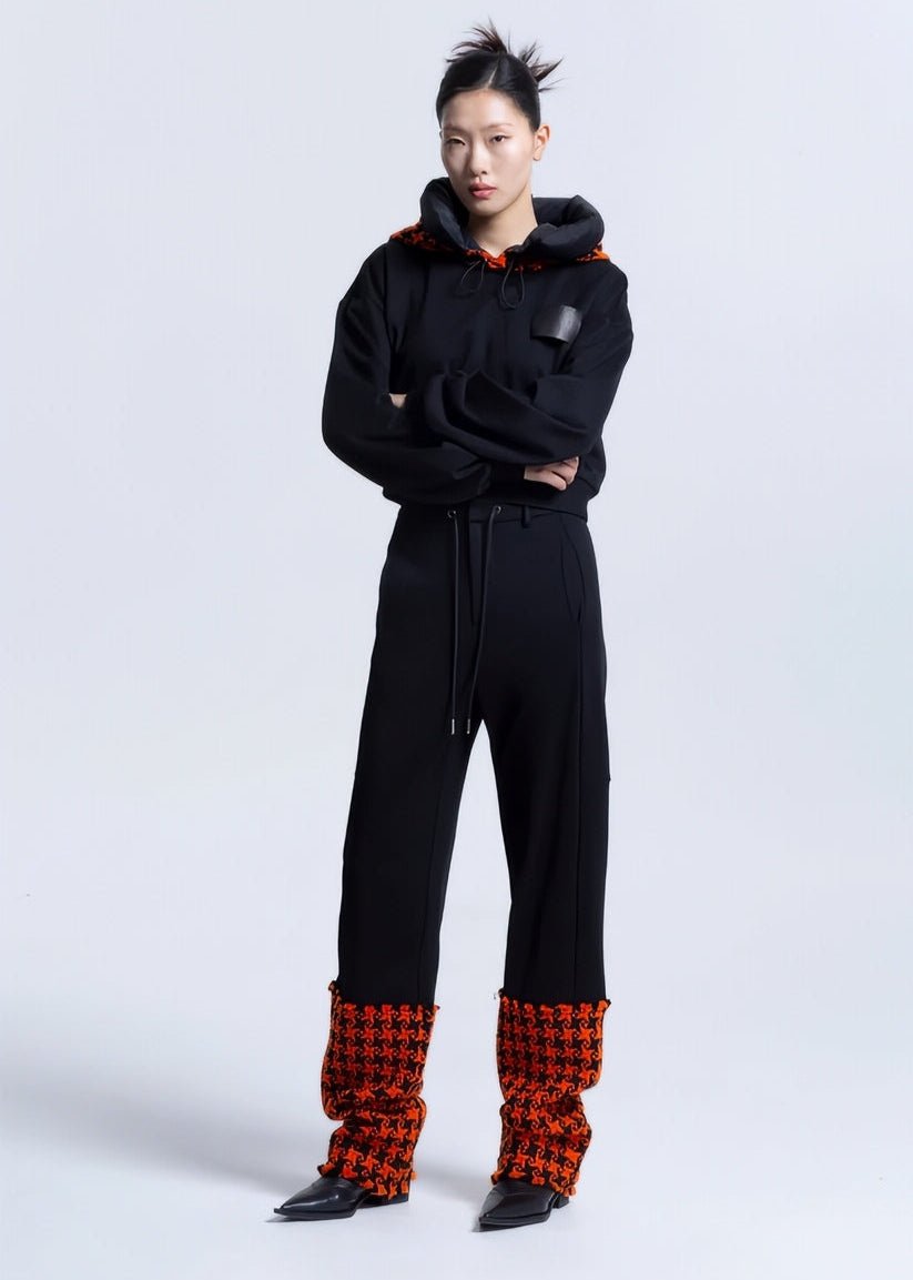 spliced e houndstooth plaid cotton trousers - Vera Lumina