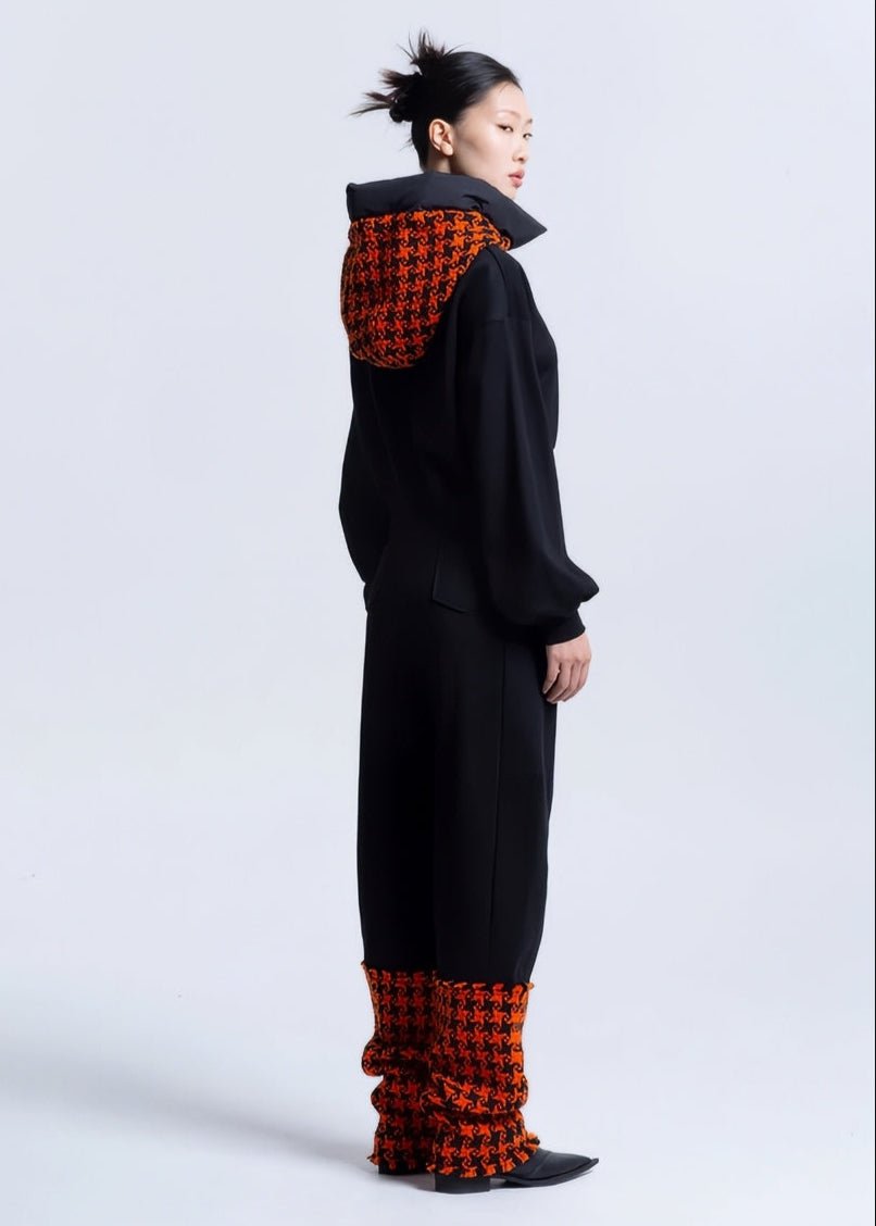spliced e houndstooth plaid cotton trousers - Vera Lumina