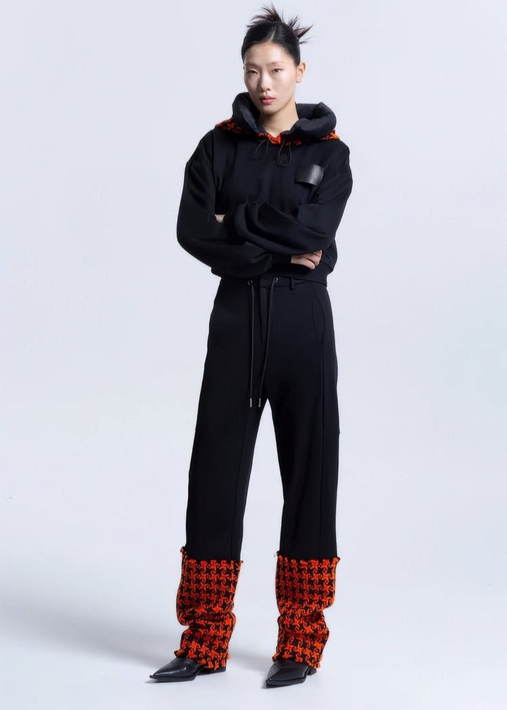 spliced e houndstooth plaid cotton trousers - Vera Lumina