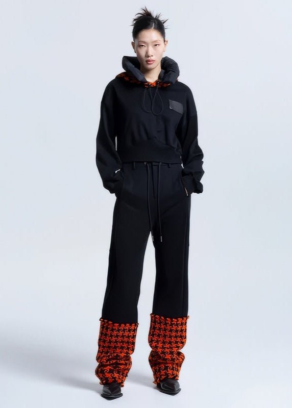 spliced e houndstooth plaid cotton trousers - Vera Lumina