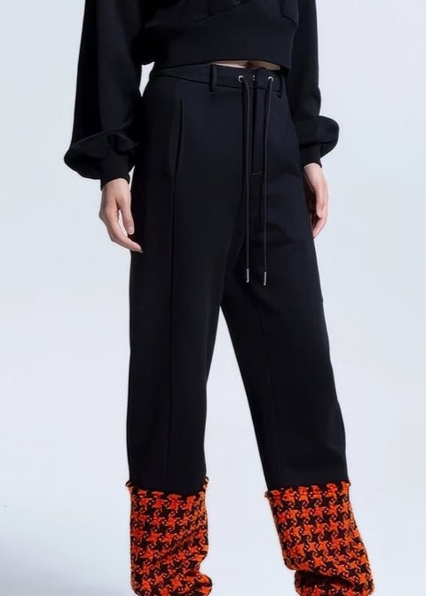 spliced e houndstooth plaid cotton trousers - Vera Lumina