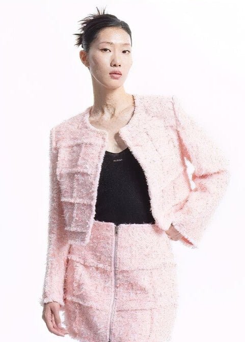 spliced pastel tweed short jacket - Vera Lumina