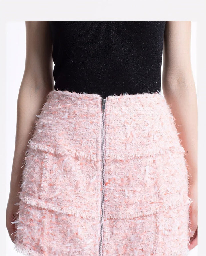 spliced pastel tweed short jacket - Vera Lumina