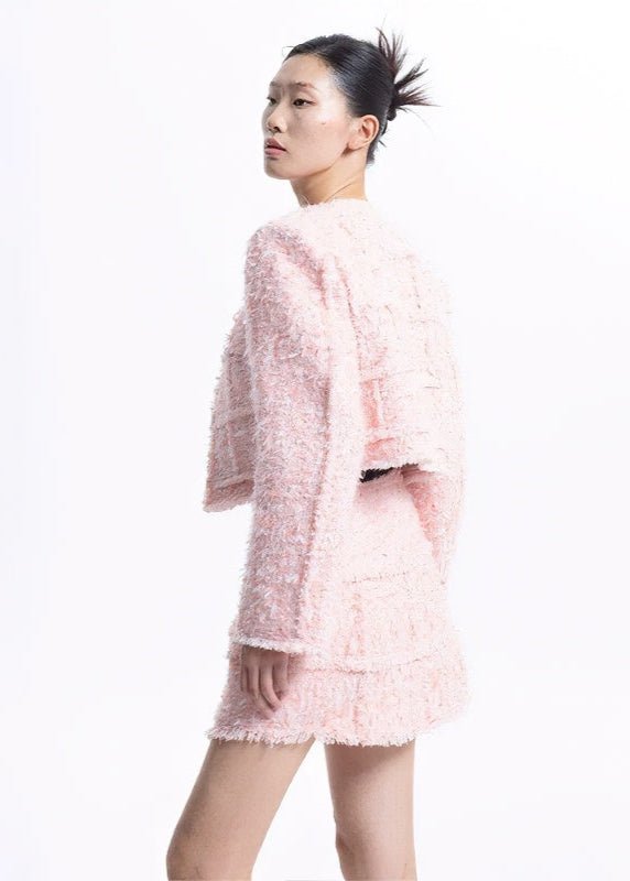 spliced pastel tweed short jacket - Vera Lumina