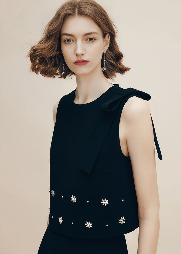 STARDUST RUFFLE SHOULDER CROP TOP - Vera Lumina