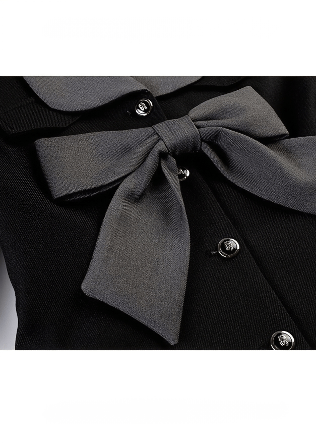 STATEMENT BOW COLLAR PLEATED DRESS - Vera Lumina