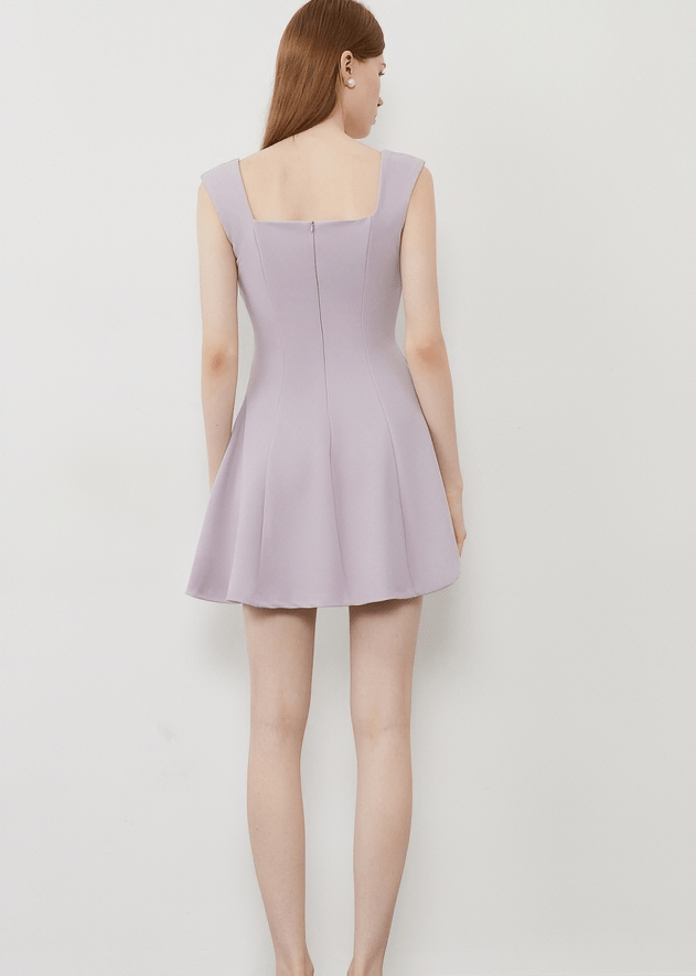 STRUCTURED FIT FLARE SQUARE NECK DRESS - Vera Lumina