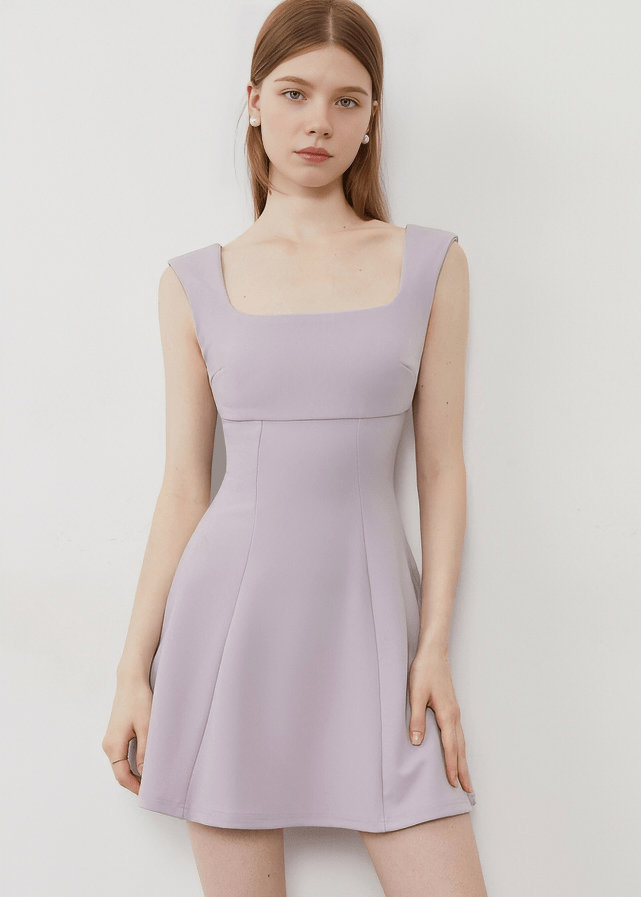 STRUCTURED FIT FLARE SQUARE NECK DRESS - Vera Lumina