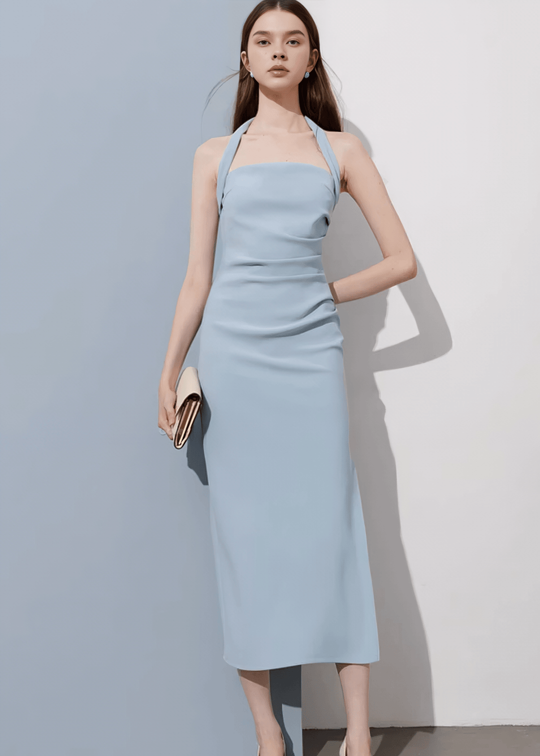 STRUCTURED HALTER MIDI DRESS - Vera Lumina