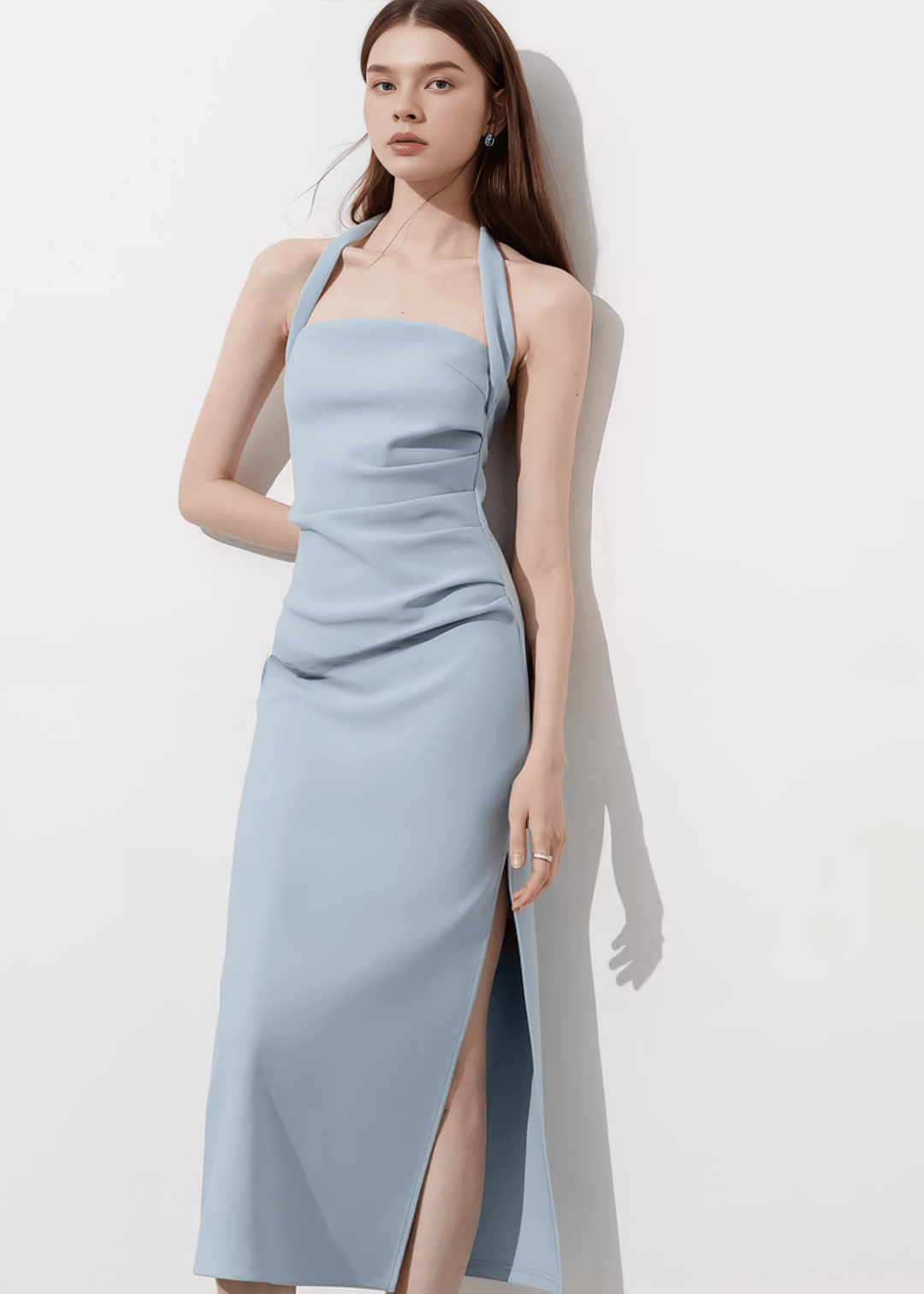 STRUCTURED HALTER MIDI DRESS - Vera Lumina