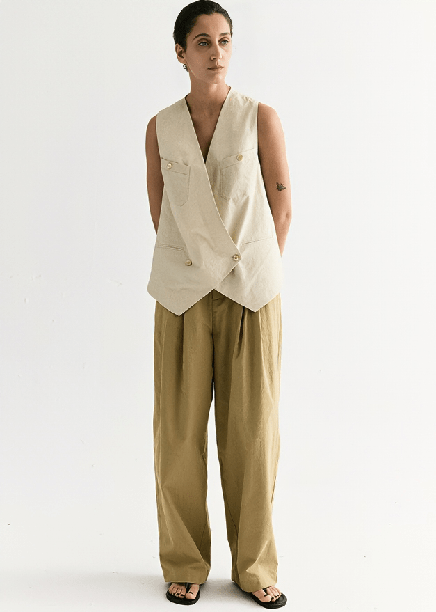 STRUCTURED PLEAT WIDE TROUSERS - Vera Lumina