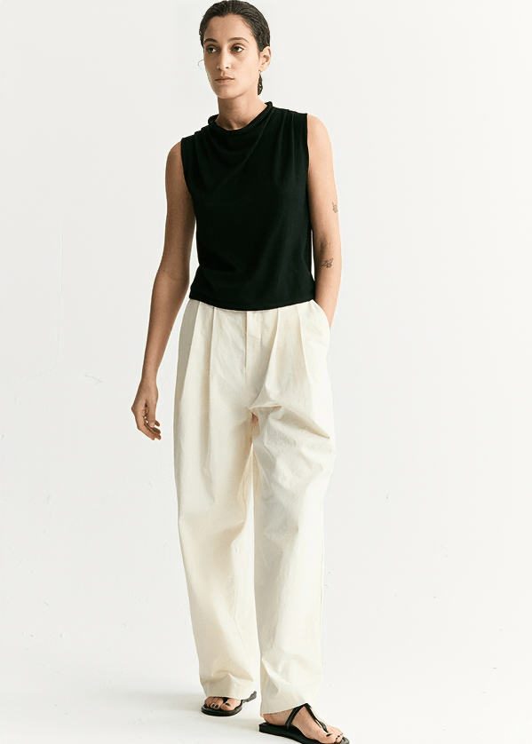STRUCTURED PLEAT WIDE TROUSERS - Vera Lumina