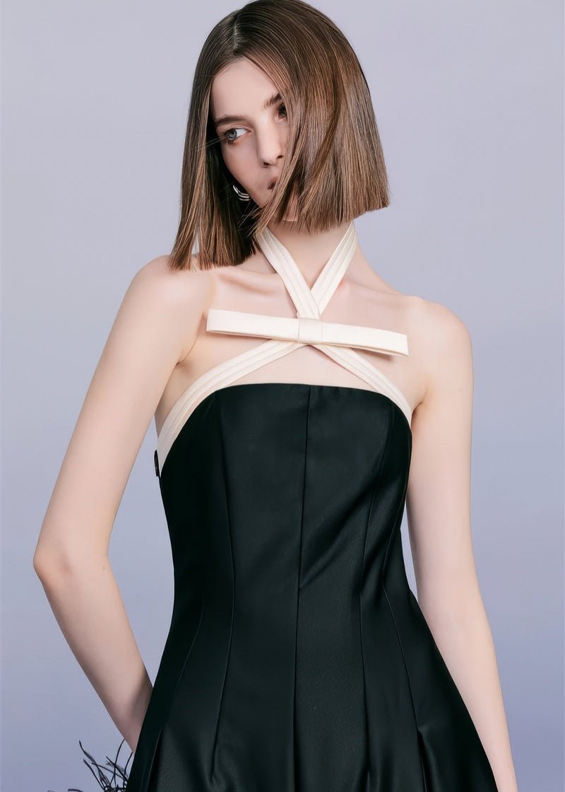 Stunning contrast bow black cocktail dress - Vera Lumina