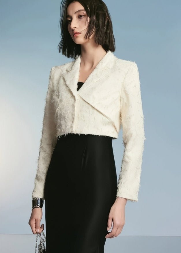 Stylish three - dimensional White blazer - Morena - Vera Lumina