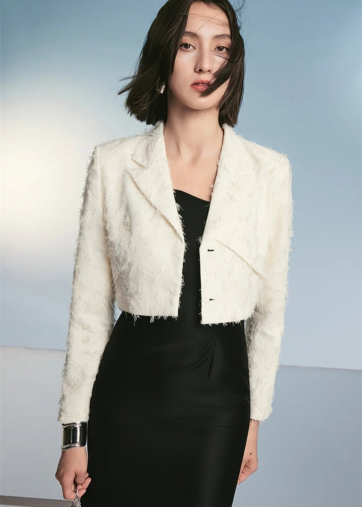 Stylish three - dimensional White blazer - Morena - Vera Lumina