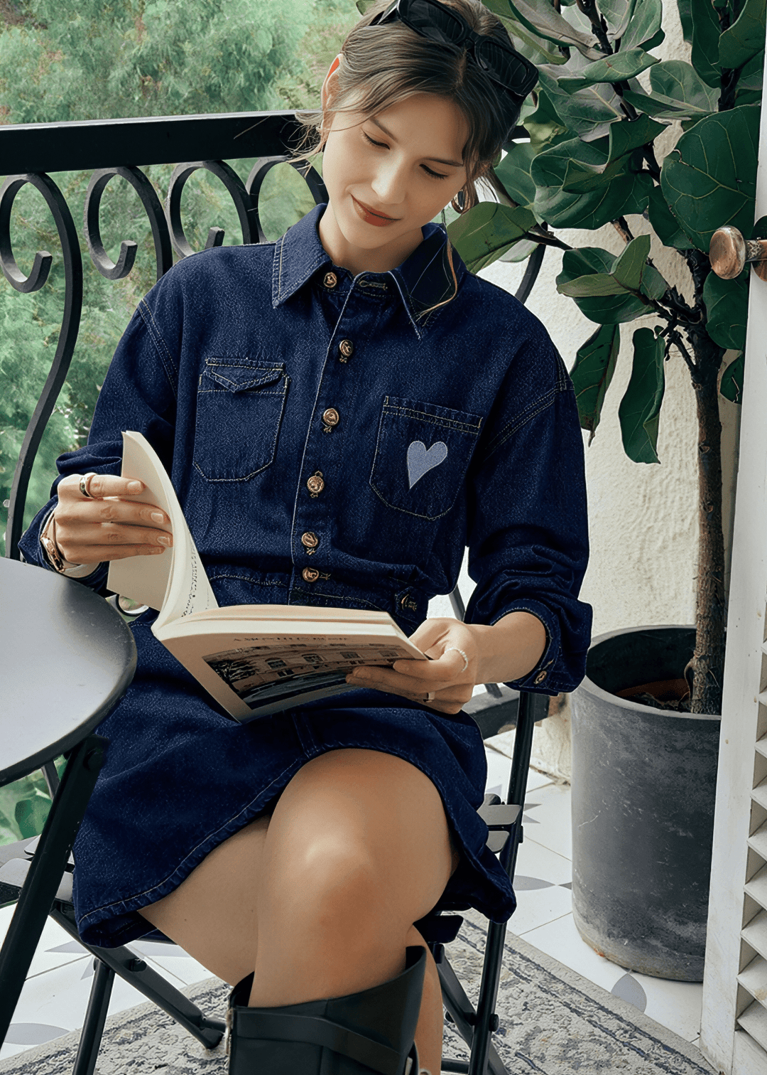 SWEETHEART PATCH BELTED SHIRT DRESS - Vera Lumina