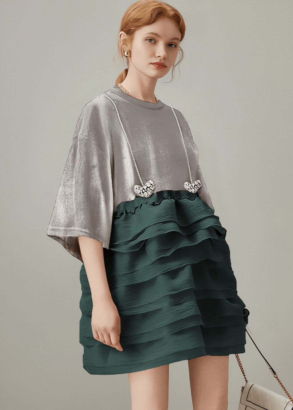 TIERED RUFFLE CONTRAST DRESS - Vera Lumina