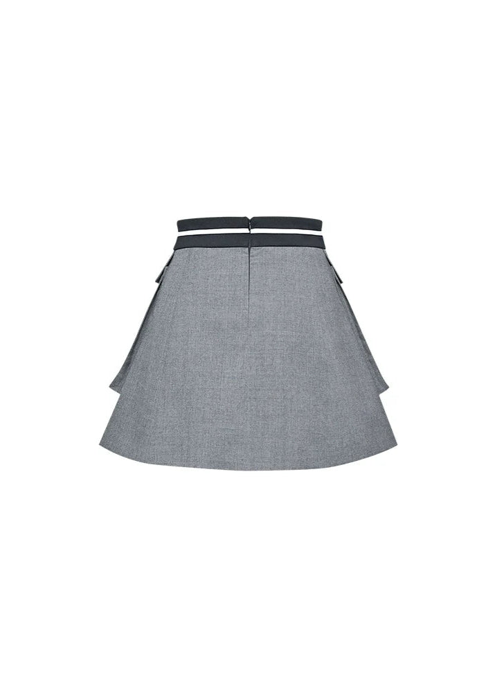 turtledove gray wool top skirt - Vera Lumina