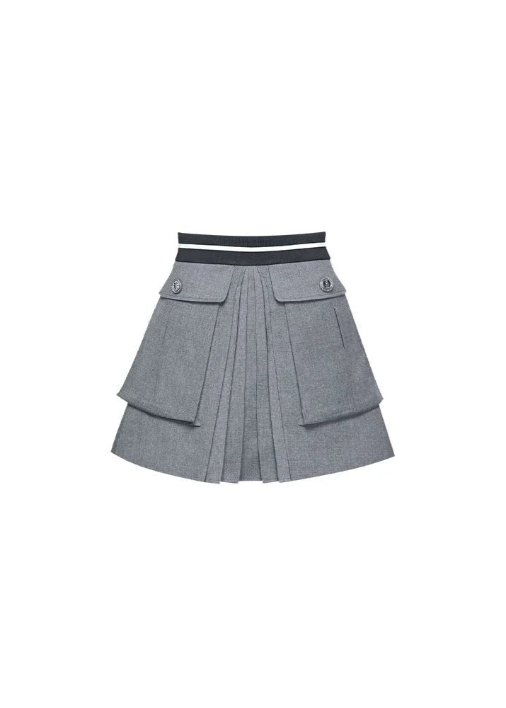 turtledove gray wool top skirt - Vera Lumina
