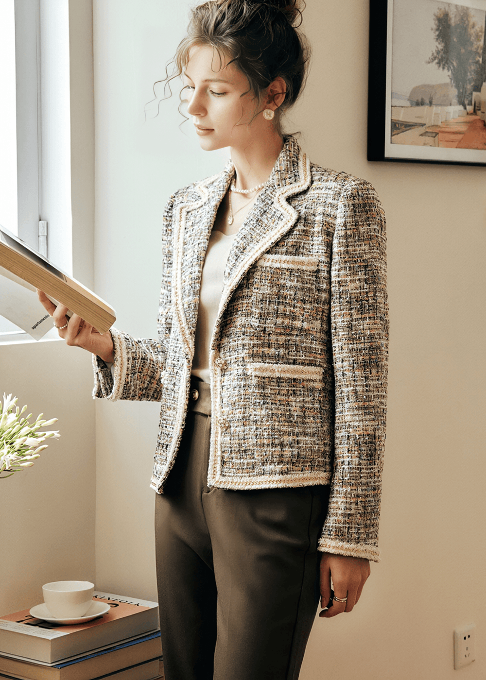 TWEED FRINGE TRIM BLAZER - Vera Lumina