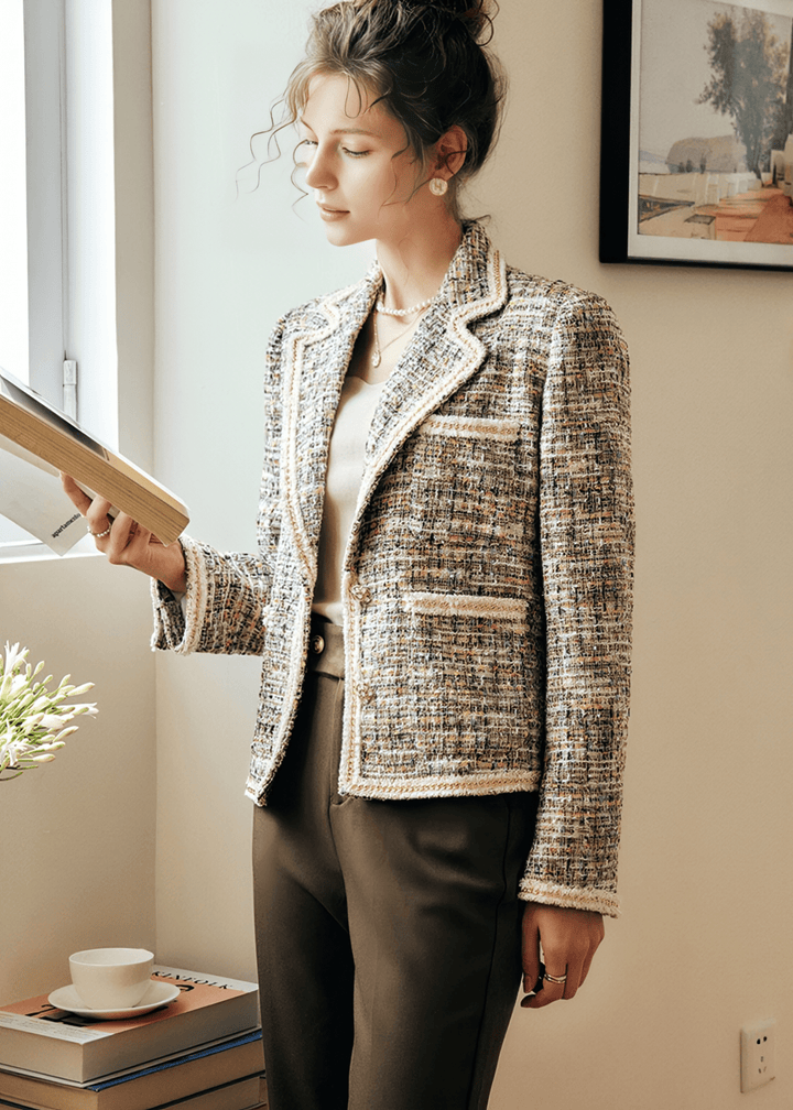 TWEED FRINGE TRIM BLAZER - Vera Lumina