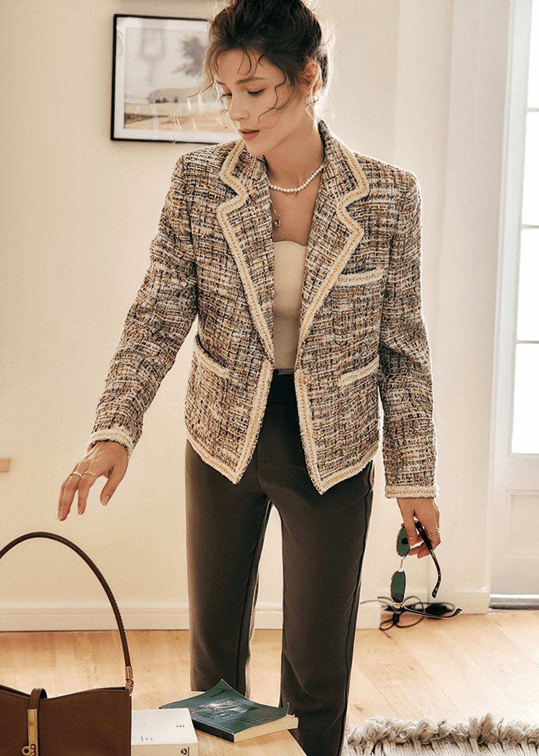 TWEED FRINGE TRIM BLAZER - Vera Lumina