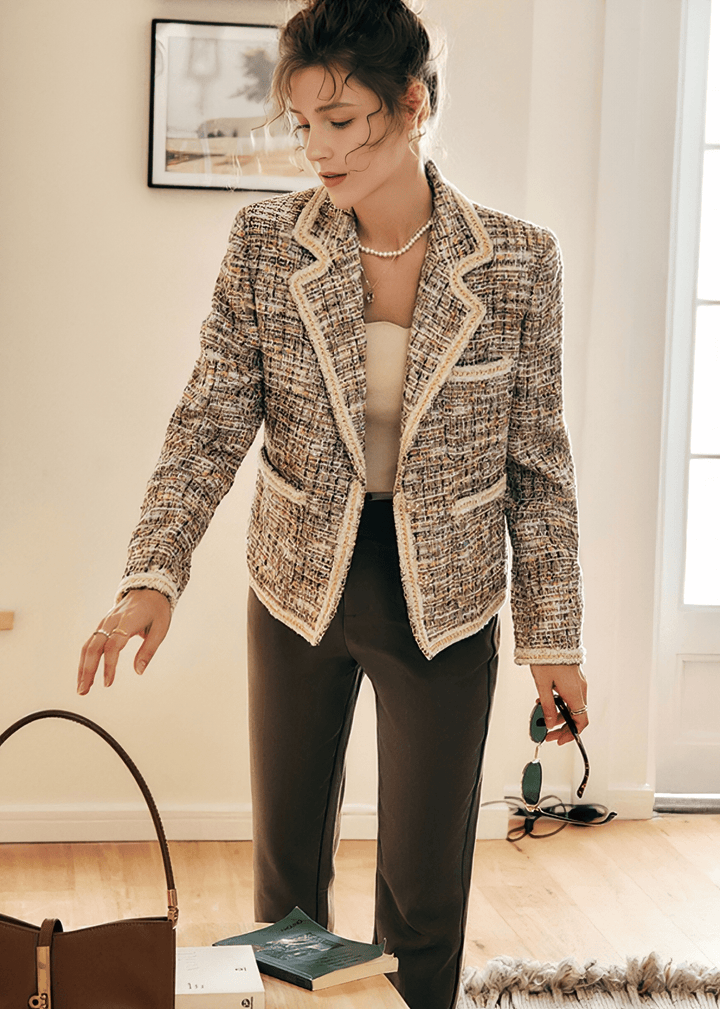 TWEED FRINGE TRIM BLAZER - Vera Lumina
