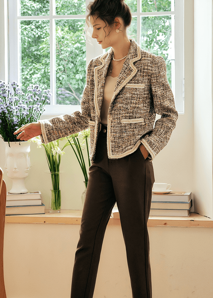TWEED FRINGE TRIM BLAZER - Vera Lumina