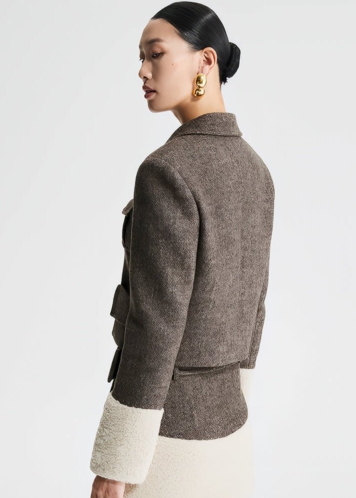 Tweed patchwork cropped jacket - Vera Lumina