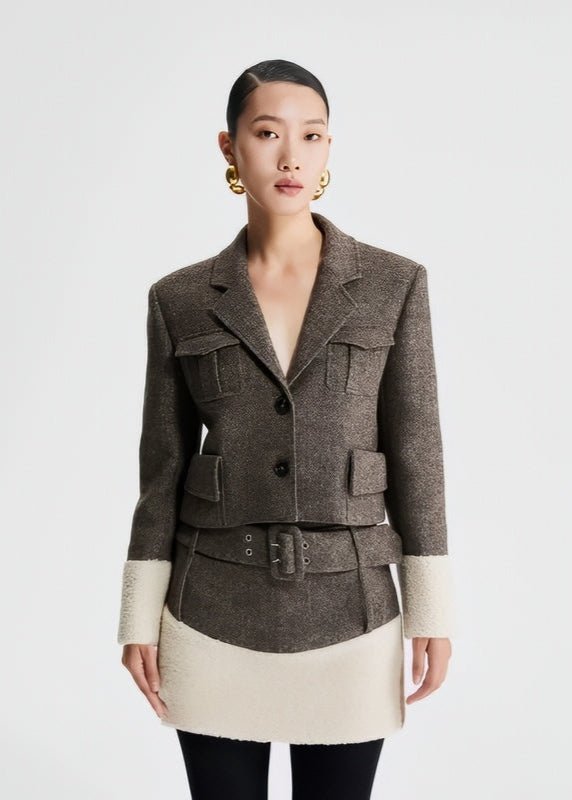 Tweed patchwork cropped jacket - Vera Lumina