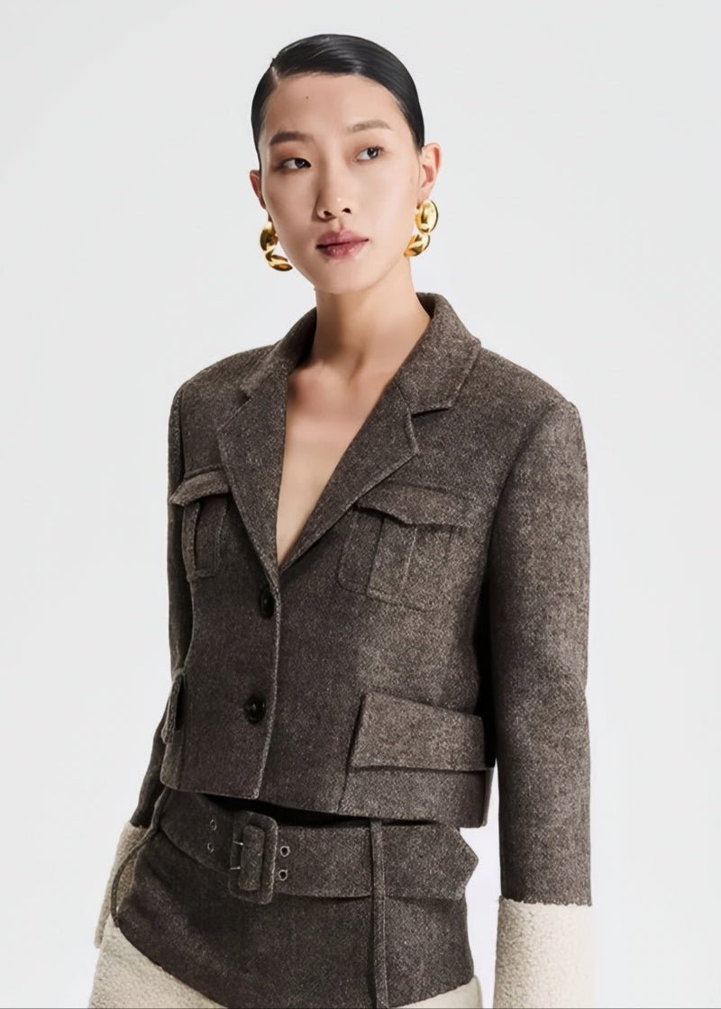 Tweed patchwork cropped jacket - Vera Lumina