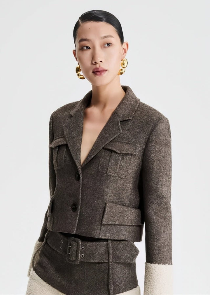 Tweed patchwork cropped jacket - Vera Lumina