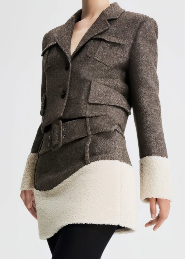 Tweed patchwork cropped jacket - Vera Lumina
