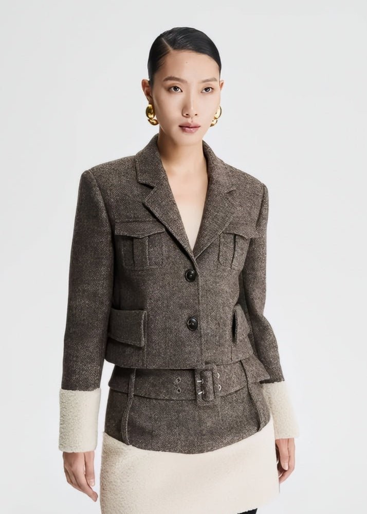 Tweed patchwork cropped jacket - Vera Lumina